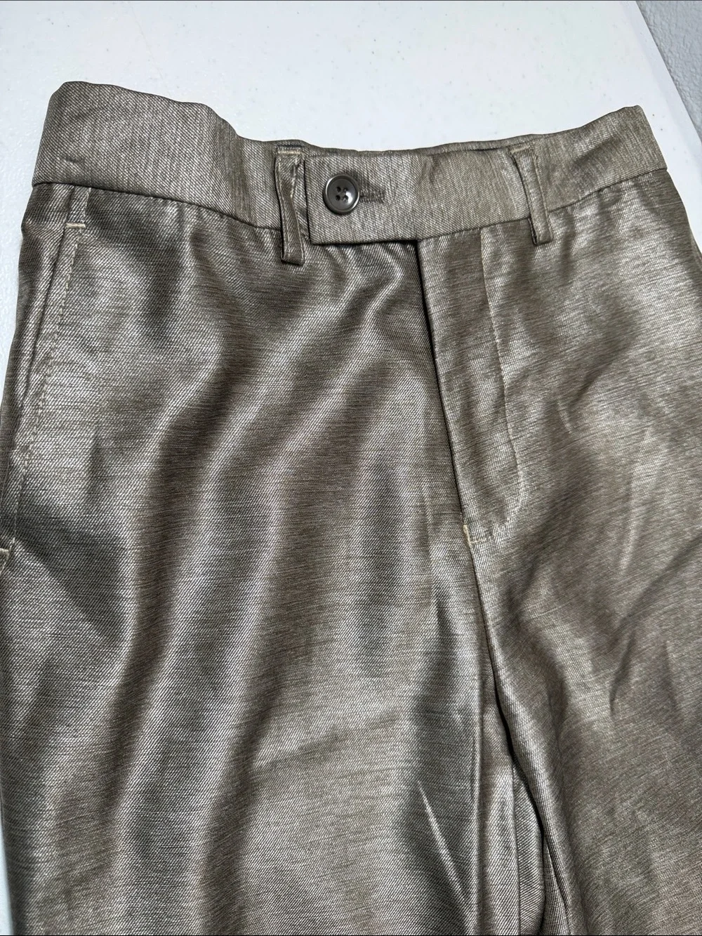 Kids Metallic Taupe Formal Dress Pants